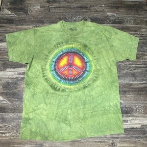 The Mountain Tie Dye Peace Sign Graphic Tee 2XL Hippie Festival GUC